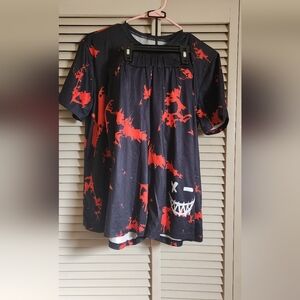 Black and Red Graphic T-Shirt Dress